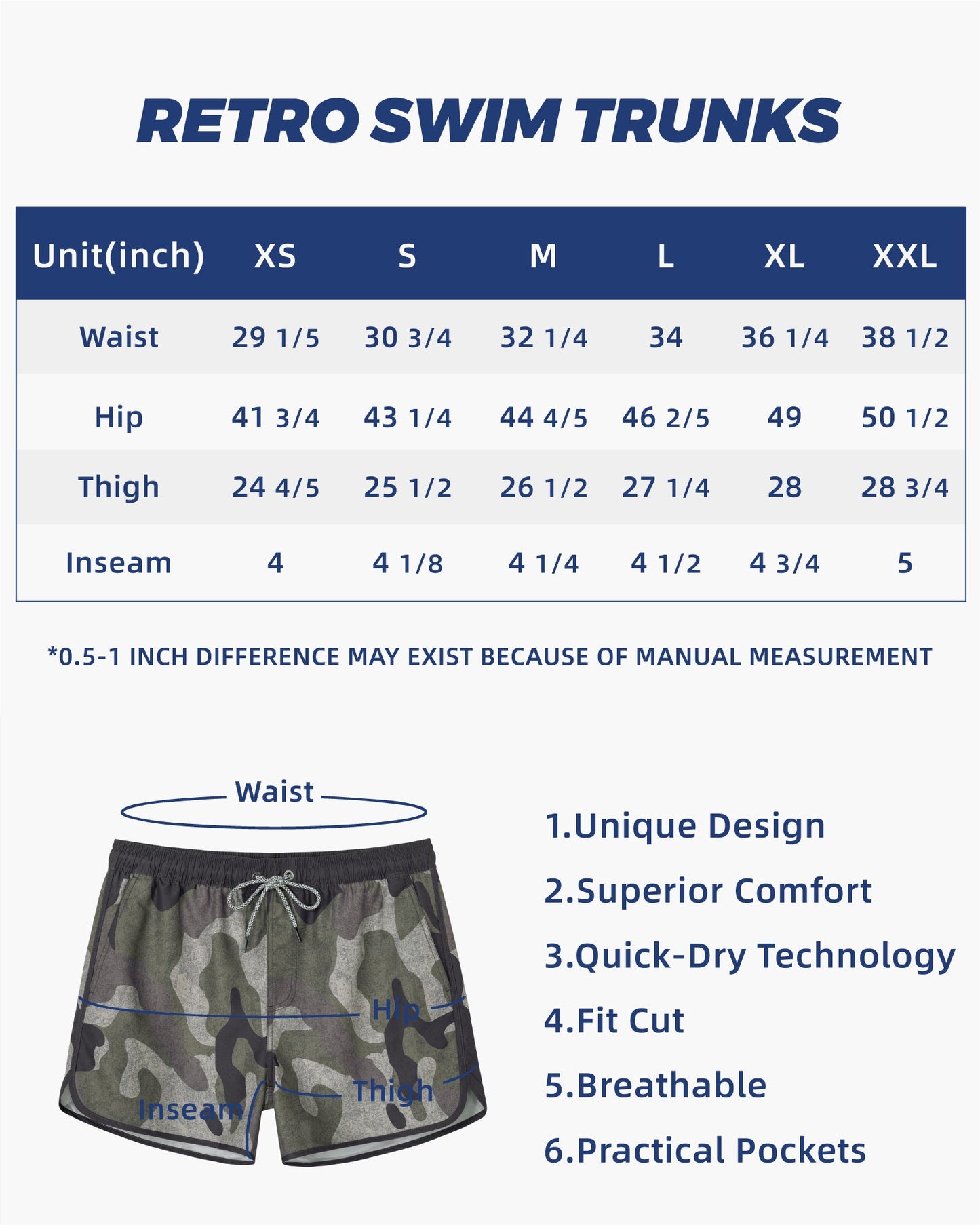 Traje de baño Hombre - Diseño estampado camuflaje vintage - secado rápido