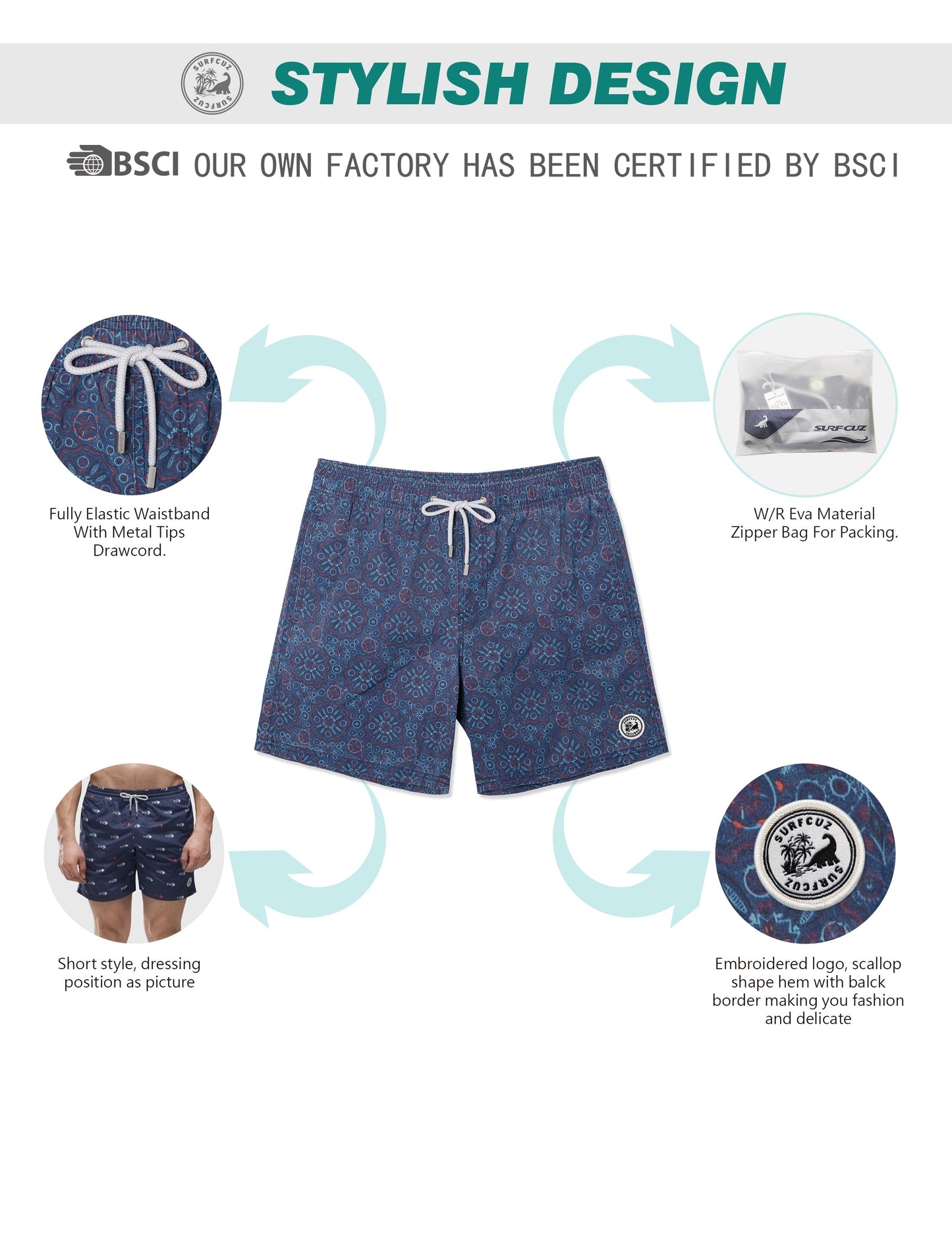 Traje de baño Hombre - Diseño estampado geométrico - secado rápido