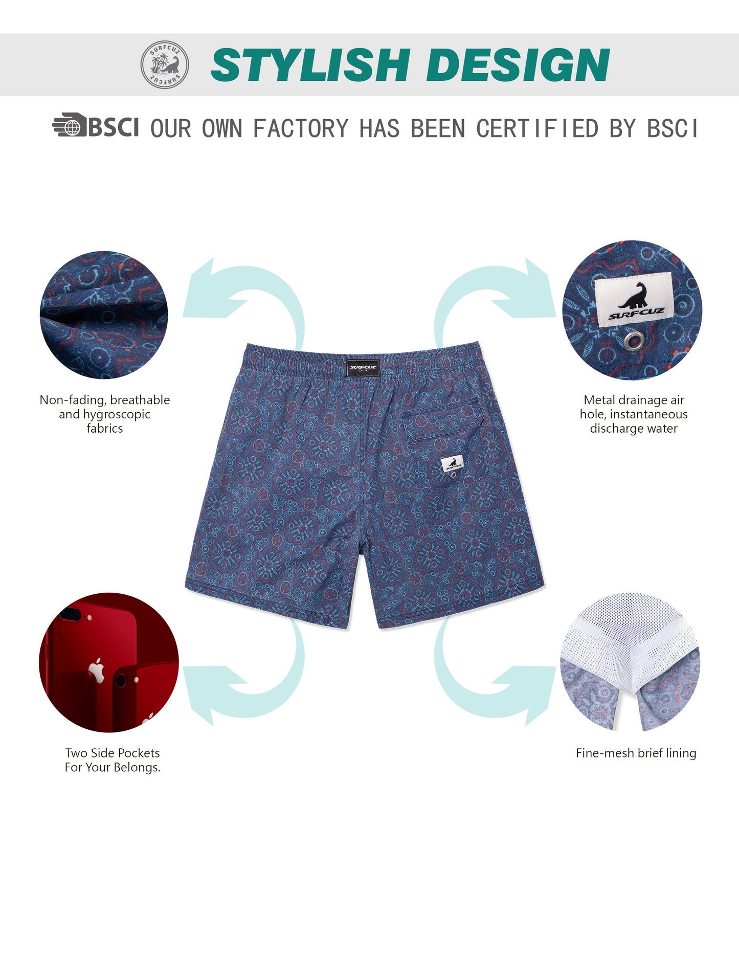 Traje de baño Hombre - Diseño estampado geométrico - secado rápido