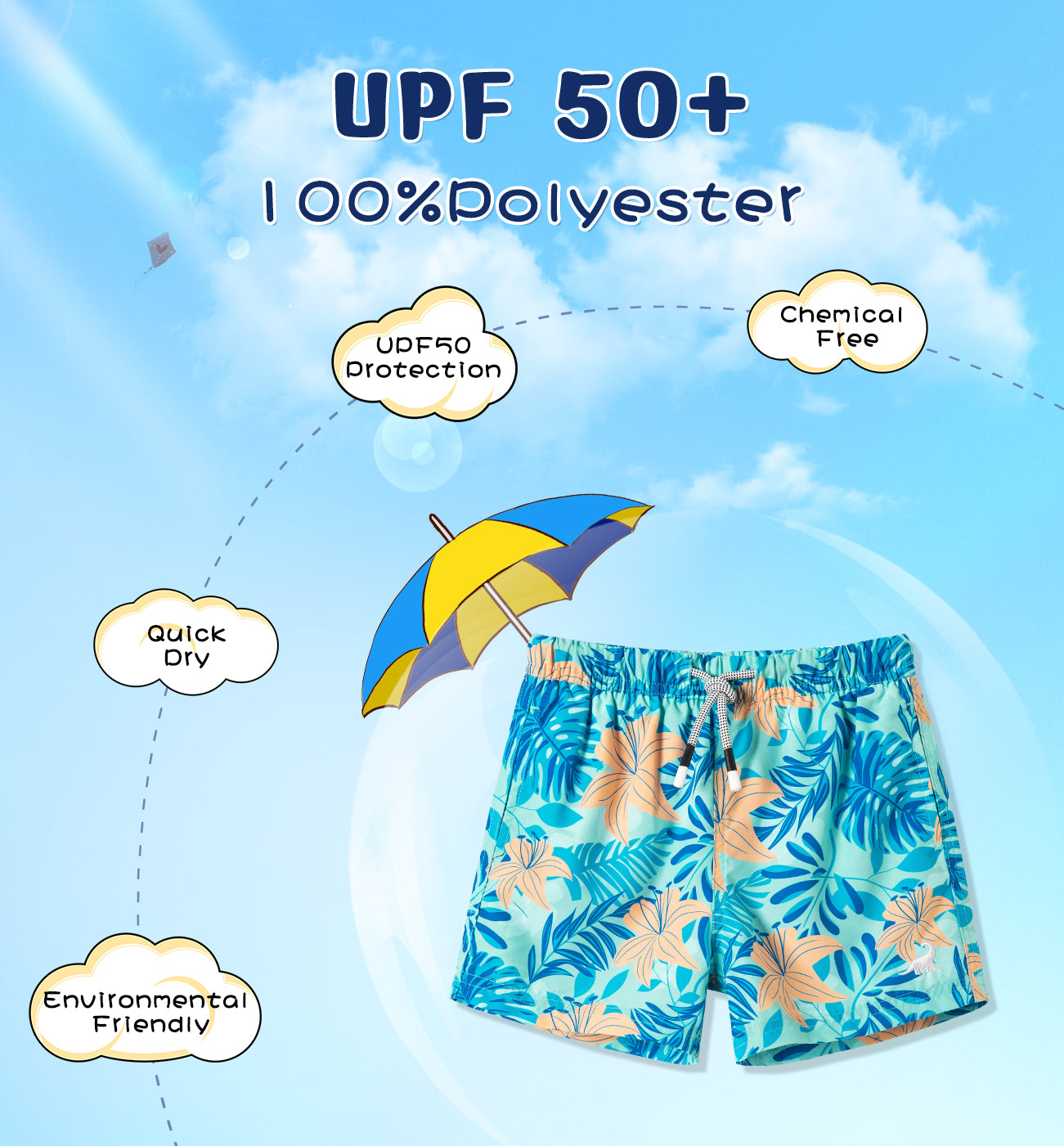 Traje de baño Niño - Diseño flores - FPS 50+