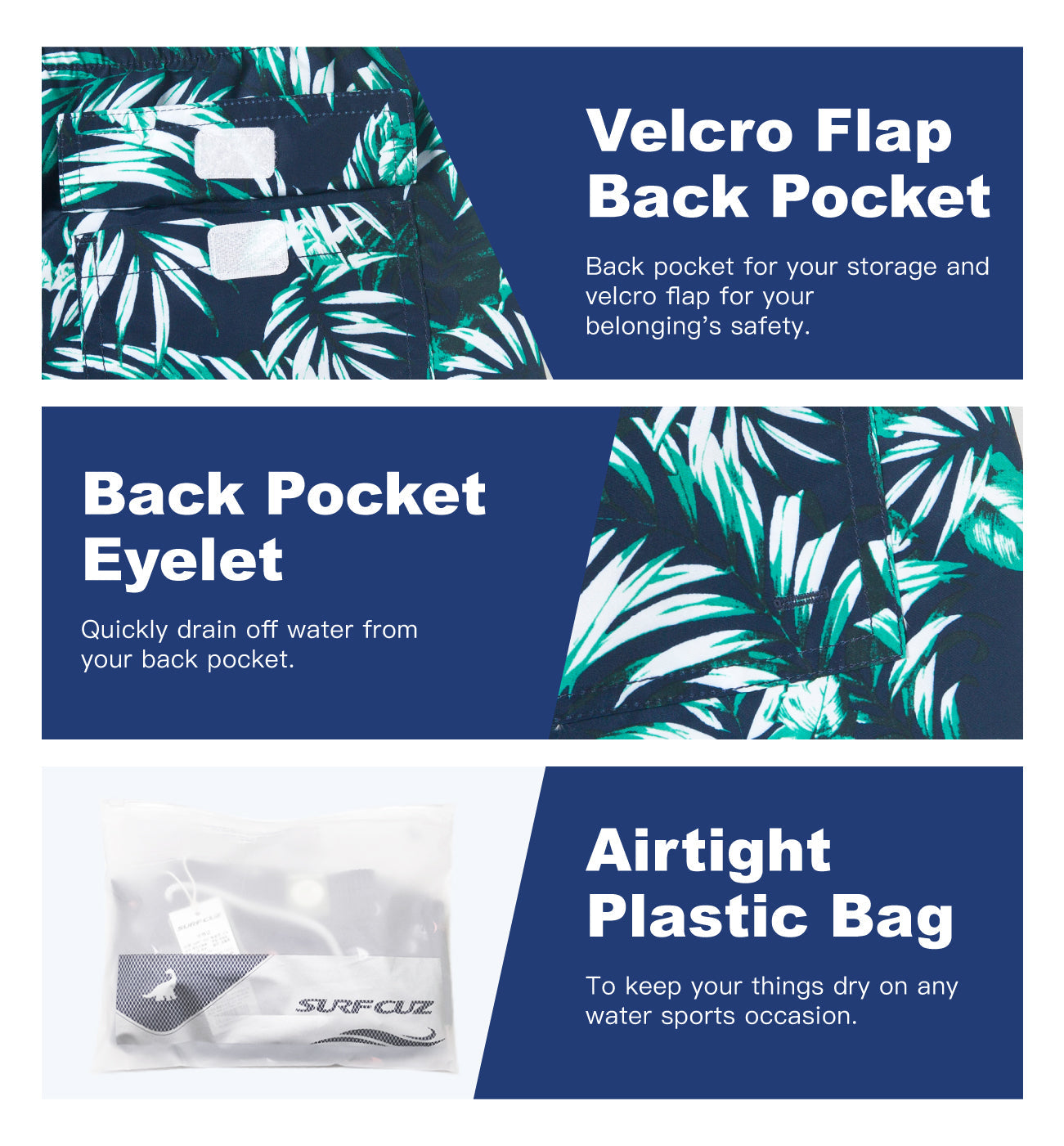 Traje de baño Hombre - Diseño estampado floral hojas tropicales - Secado rápido