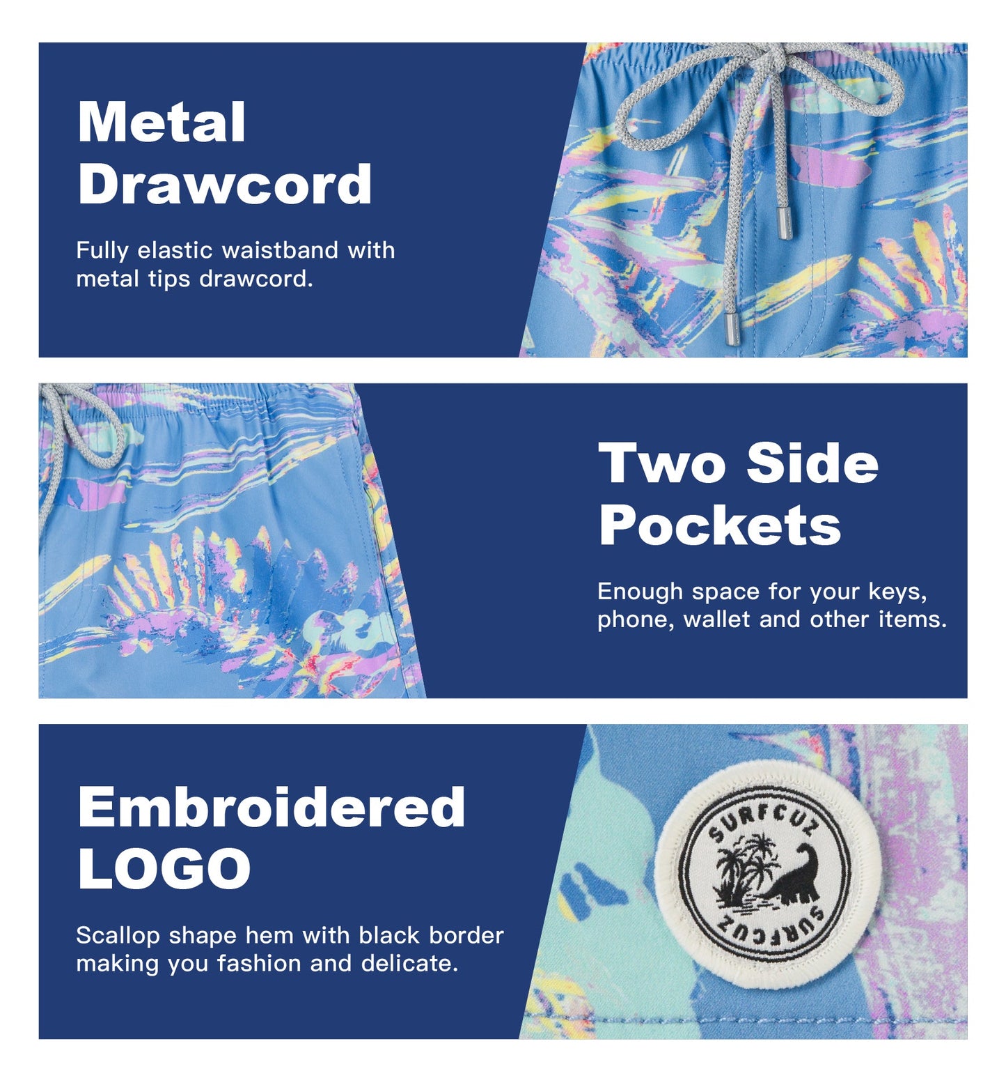 Traje de baño Hombre - Diseño estampado floral retro - Secado rápido