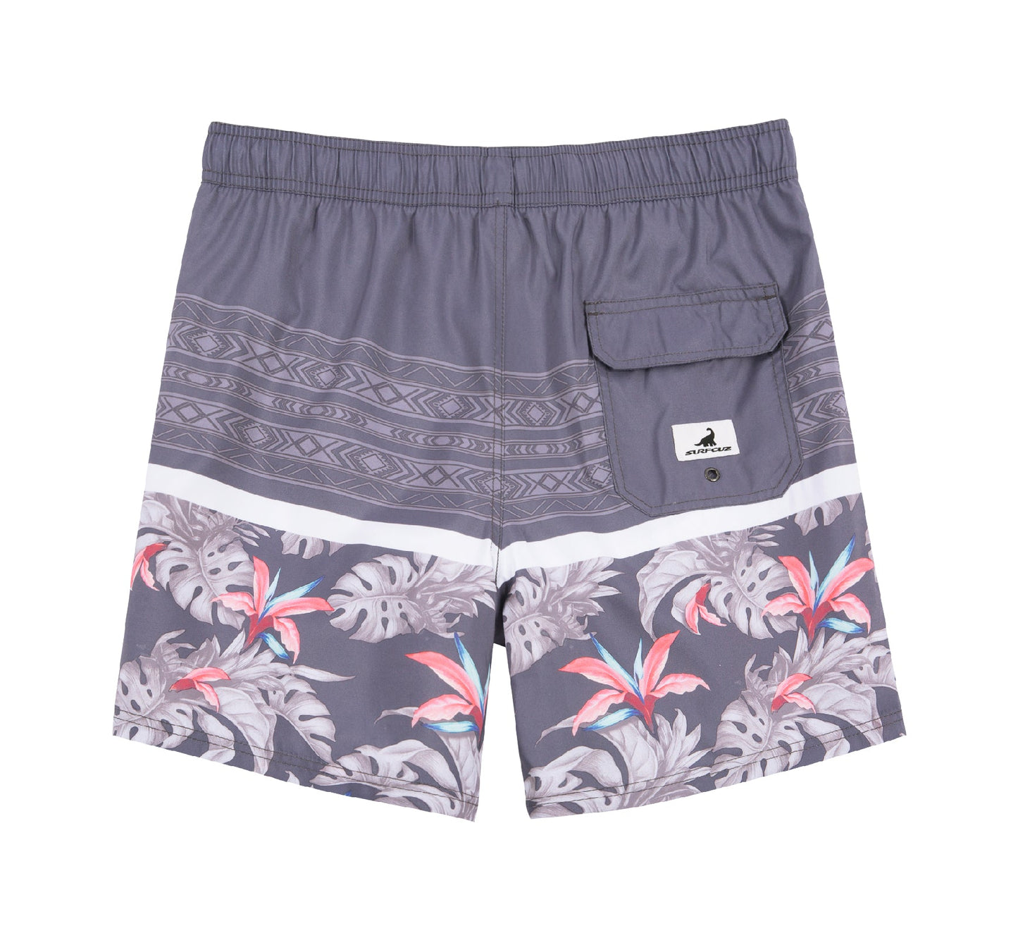 Traje de baño Hombre - Diseño estampado floral hojas rosadas - Secado rápido