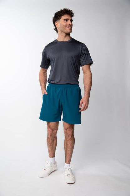 Short de Running Liso 2 en 1 Hombre - Azul Petroleo