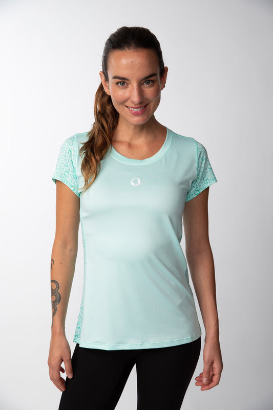 Polera deportiva Cuello redondo Mujer - Verde Agua