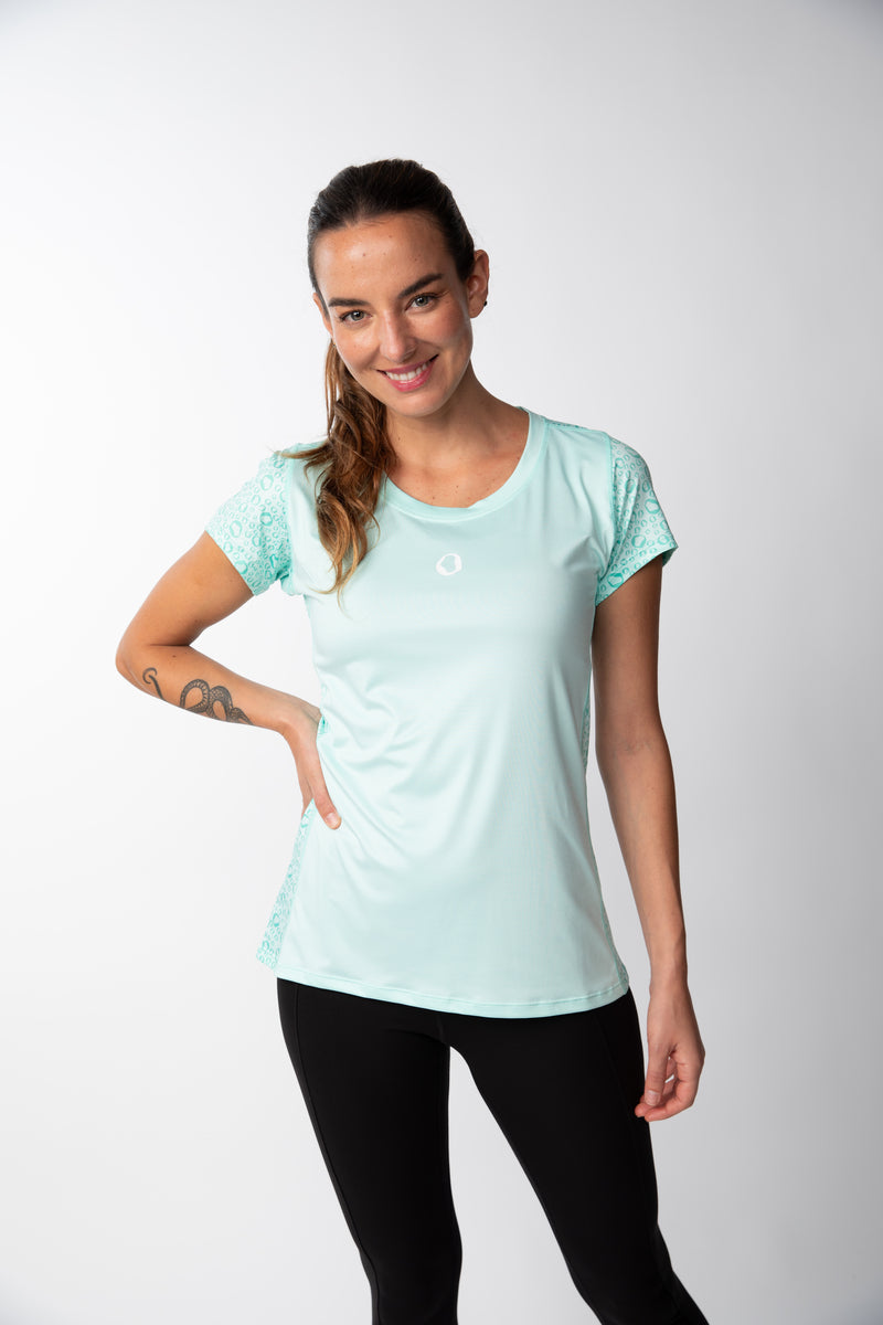 Polera deportiva Cuello redondo Mujer - Verde Agua