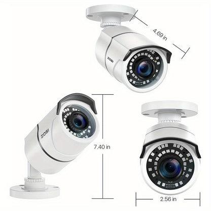 Cámara de Seguridad Dome ZOSI Pro Series - Paquete de 4, 2MP 1080p TVI con Visión Nocturna IR de 120 pies