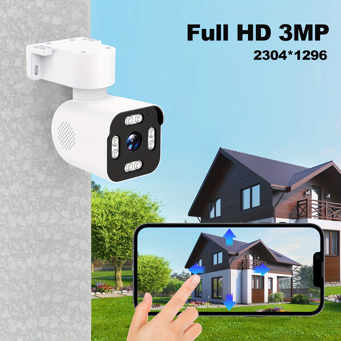 Cámaras PTZ para exteriores con vista de 360° - Sistema de seguridad para el hogar inalámbrico con visión nocturna a todo color, detección de movimiento AI y monitoreo en tiempo real