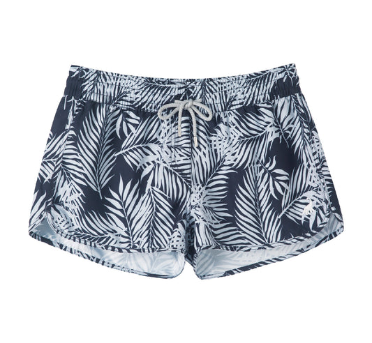 Boardshort Mujer Tiro corto diseño Hojas Tropicales blancas - Secado Rápido