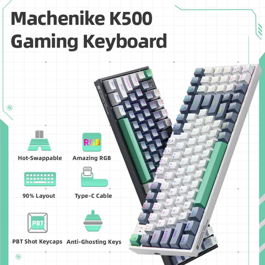 Teclado Gaming Mecánico Machenike K500 con 94 Teclas RGB Luz Windows Mac