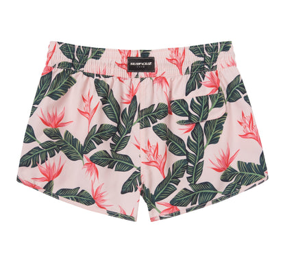 Boardshort Mujer Tiro corto diseño Tropical Rosado - Secado Rápido