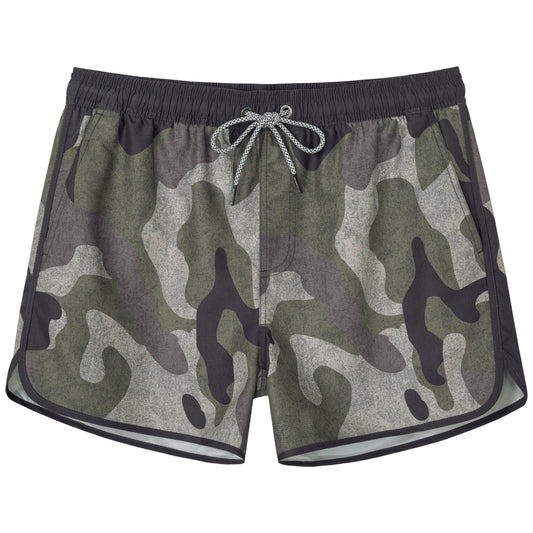 Traje de Baño Short Trunk Hombre - Diseño Camuflaje Vintage - Color Verde Olivo