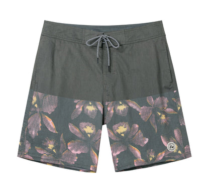 Traje de Baño Hombre estilo Boardshort - Diseño Flores Tropicales - Color Gris