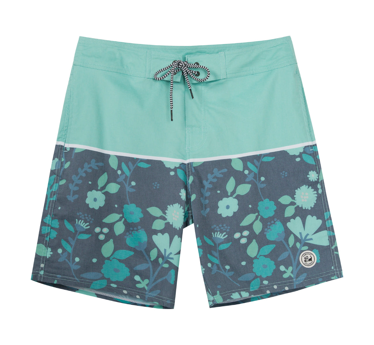 Traje de Baño Hombre estilo Boardshort - Diseño Flores estampadas - Color Turquesa