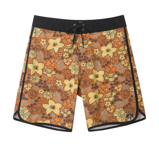 Traje de Baño Hombre estilo Boardshort - Diseño Hojas Vintage - Color Amarillo