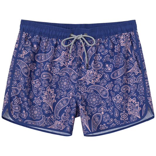 Traje de Baño Short Trunk Hombre - Diseño Paisley - Color Azul y Rosado