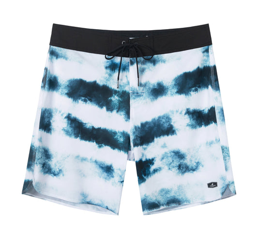 Traje de Baño Hombre estilo Boardshort - Diseño Tie Dye - Color Blanco y Azul