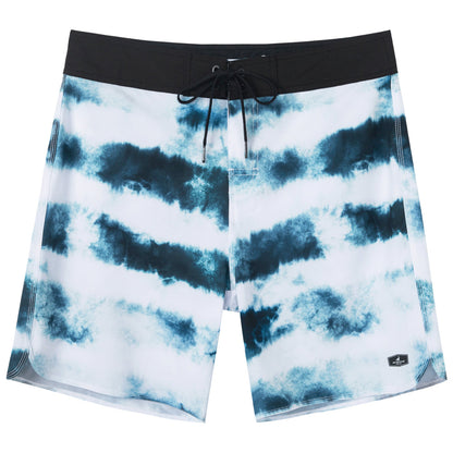 Traje de Baño Hombre estilo Boardshort - Diseño Tie Dye - Color Blanco y Azul