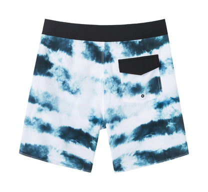 Traje de Baño Hombre estilo Boardshort - Diseño Tie Dye - Color Blanco y Azul