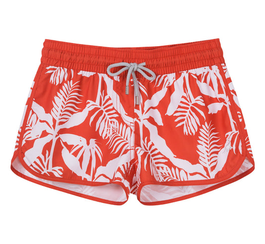 Boardshort Mujer Tiro corto diseño Hojas blancas - Secado Rápido