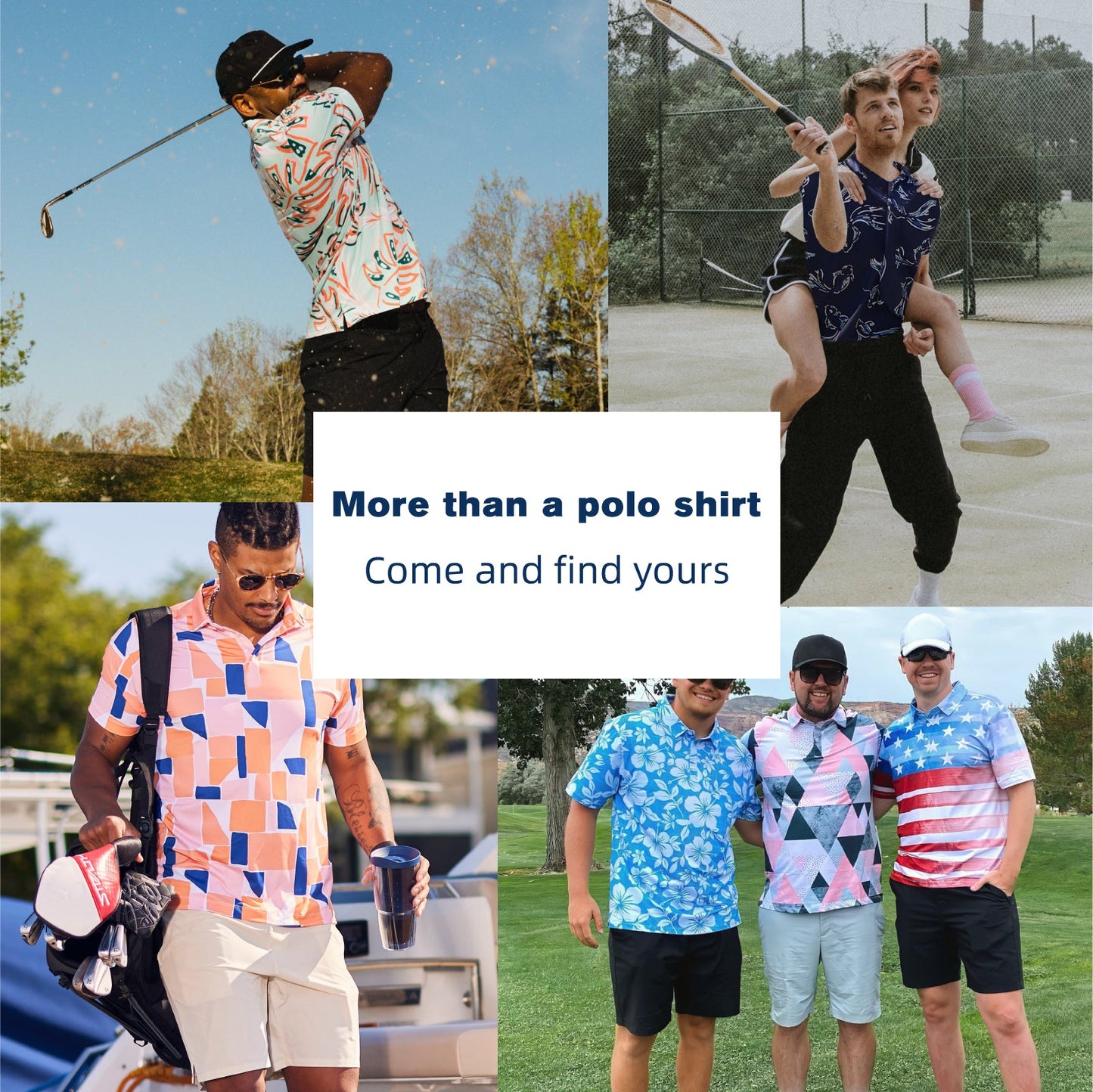 Polera Golf Hombre - Diseño Floral